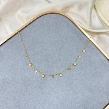 GEOMETRIC STAR AND CRYSTAL CHARM NECKLACE