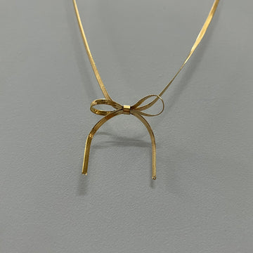 BOW SNAKE CHAIN NECKLACE - 18K GOLD PLATED