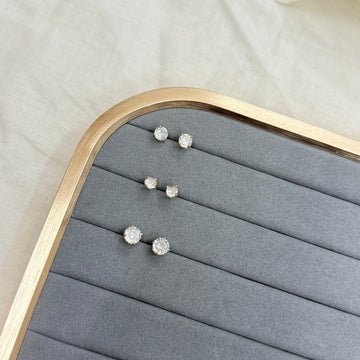 SOLITAIRE 18K GOLD PLATED EARRING