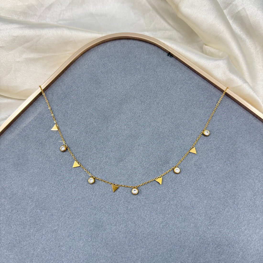 TRINGLE AND CRYSTAL CHARM NECKLACE