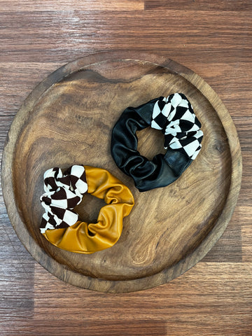 LEATHER PATCHWORK SCRUNCHIES