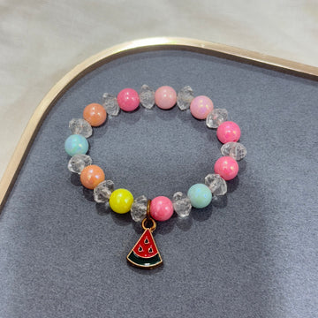 WATERMELON CHARM CRYSTAL BEADS BRACELET