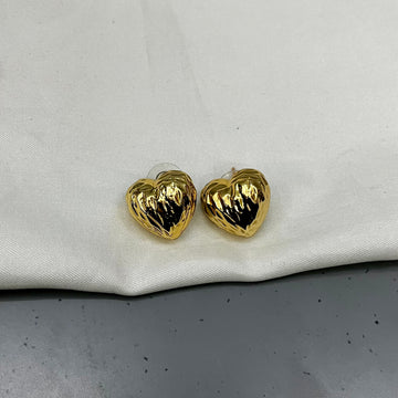 PUFFED HEART STUD EARRINGS