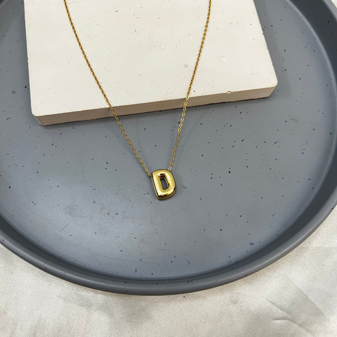 INITIAL BUBBLE LETTER NECKLACE