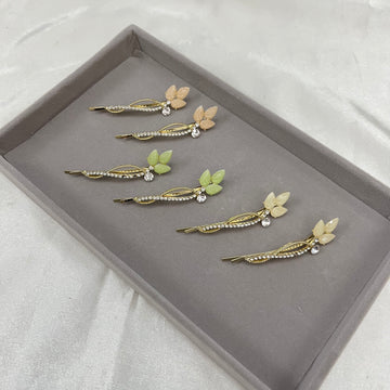 DIAMOND LEAF ELEGANCE SET OF 2 HAIR PIN