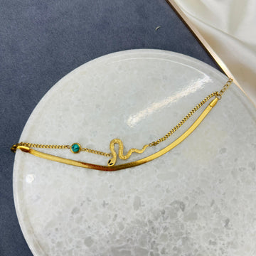 SNAKE DOUBLE CHAIN BRACELET