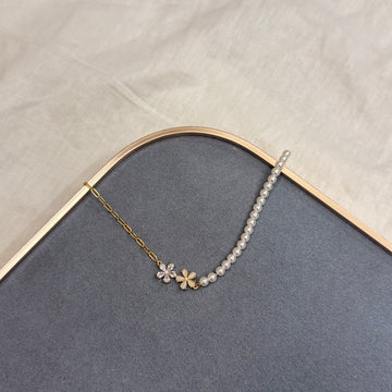 FLOWER PEARL CHAIN BRACELET