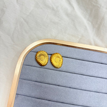 GOLDTONE DOMED SWIRL EARRINGS