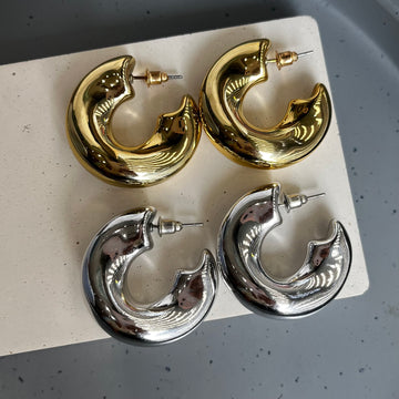 HOLLOW CIRCLE CHUNKY HOOP EARRINGS