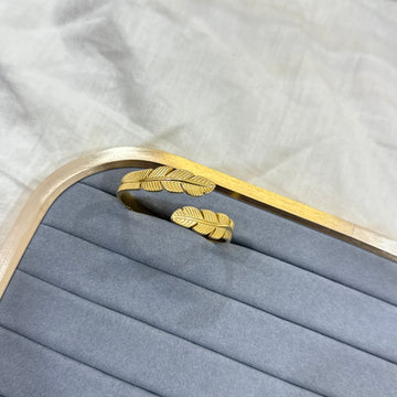 OKSANA LEAF 18K GOLD PLATED CUFF BRACELET