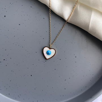 HEART EVIL EYE CHAIN - 18K Gold Plated