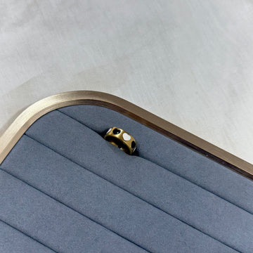BLACK & WHITE HEART 18K GOLD PLATED RING
