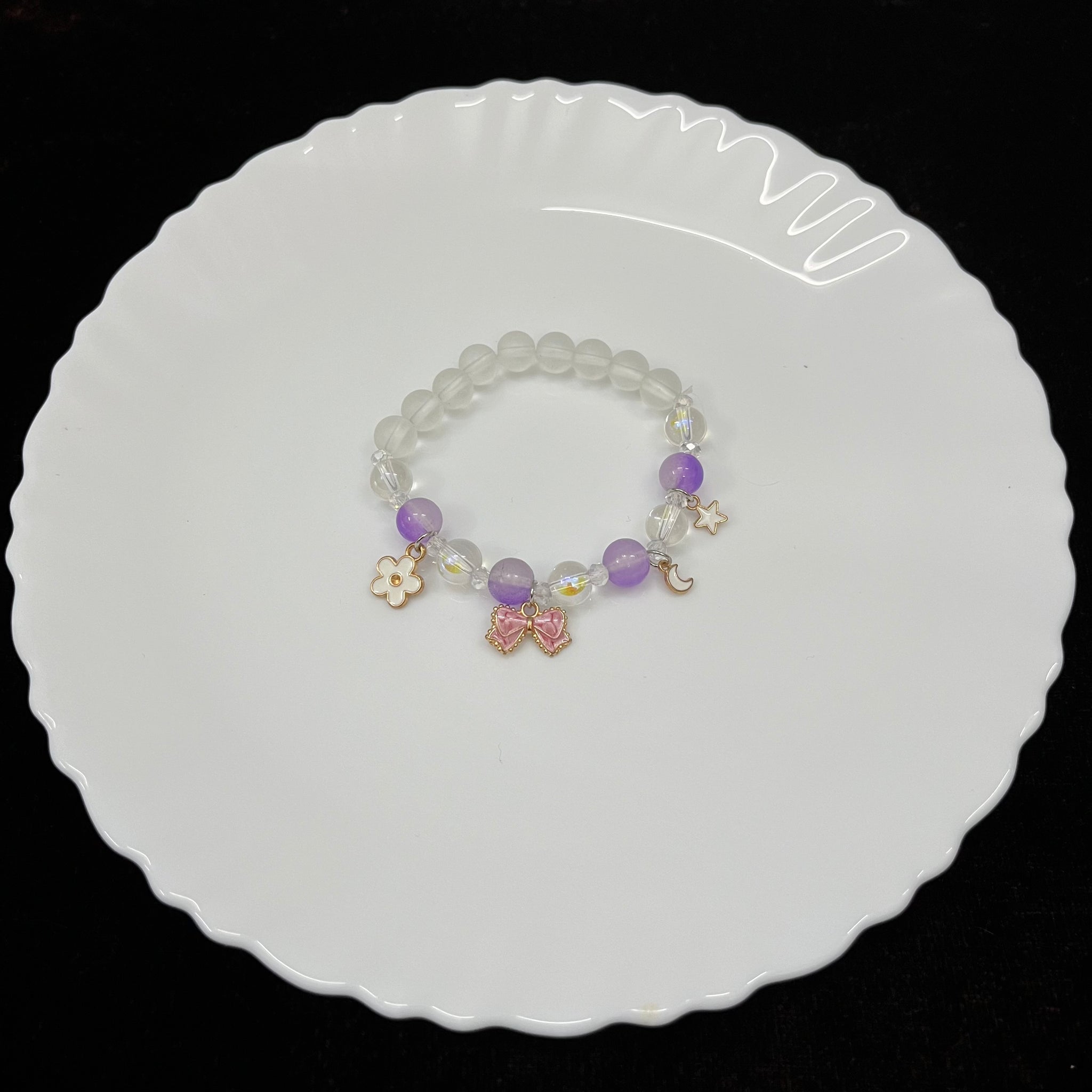 BOW BEADS CRYSTAL BRACELET WITH BOX