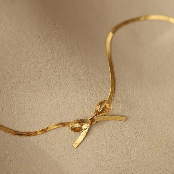 BOW SNAKE CHAIN BRACELET - 18K GOLD PLATED