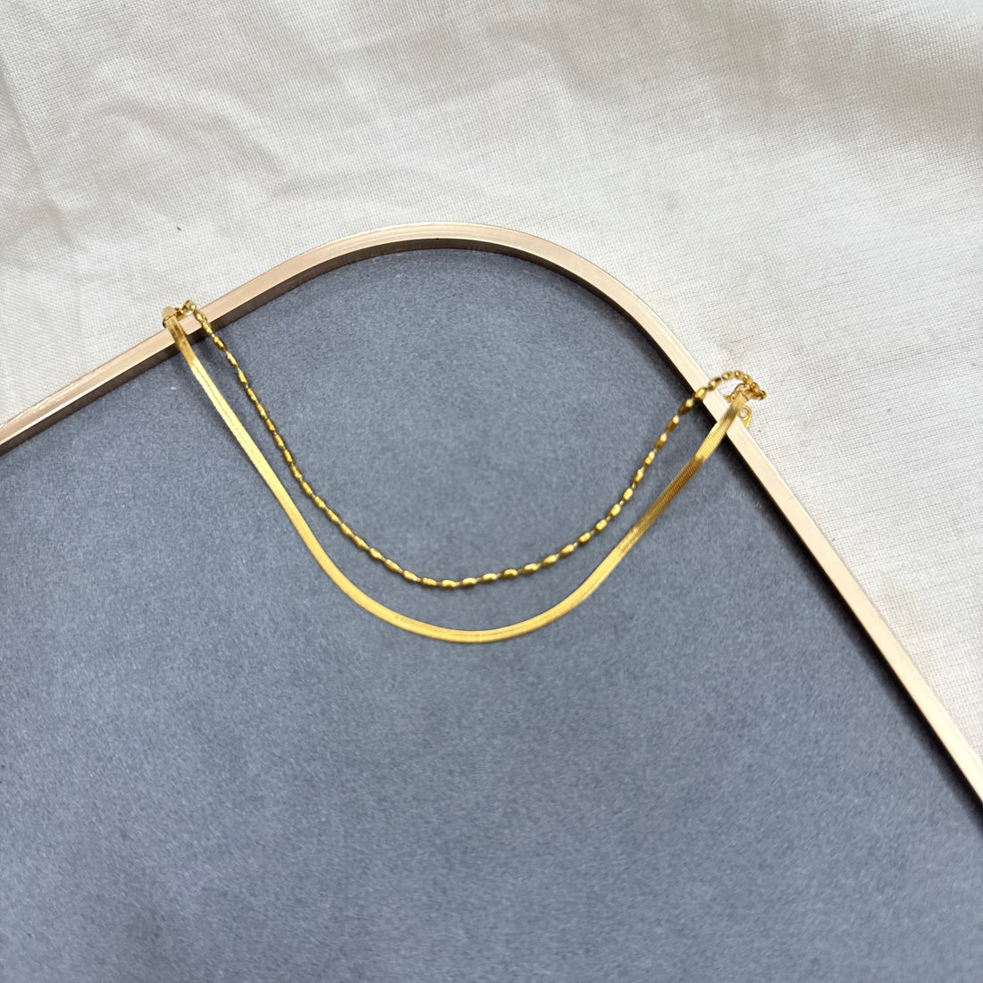 THIN SNAKE 2 LAYER BALL BRACELET