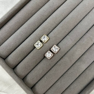 PRINCESS CUT STUD EARRINGS