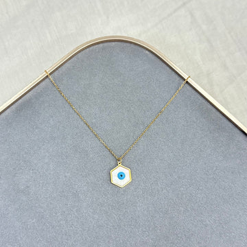 HEXAGON EVIL EYE CHAIN - 18K Gold Plated