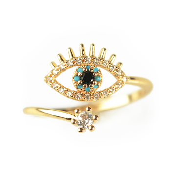 EVIL EYE 18K GOLD PLATED RING