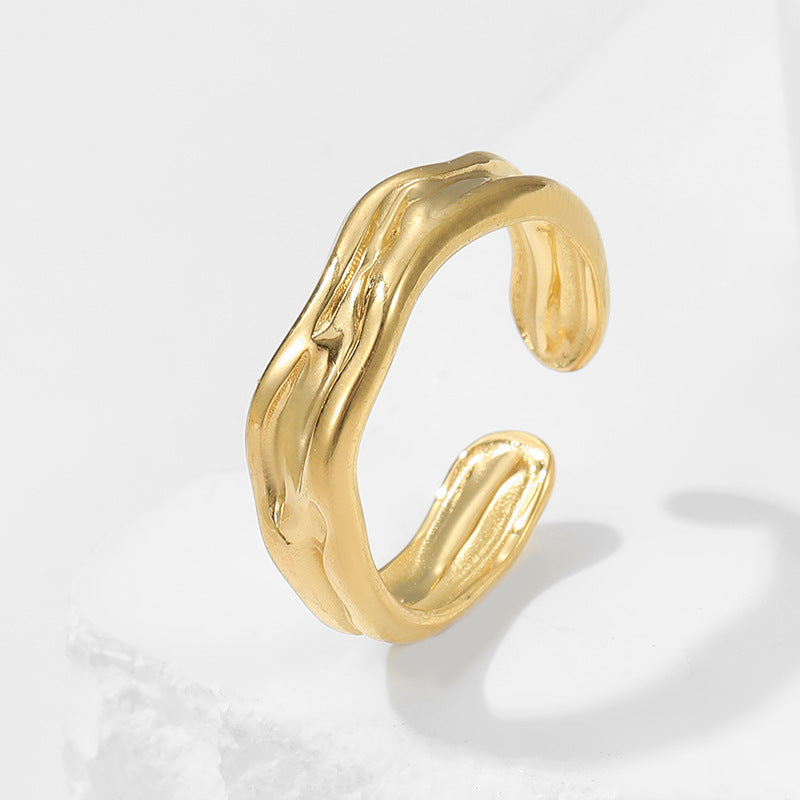 TEXTURED 18K GOLD PLATED RING