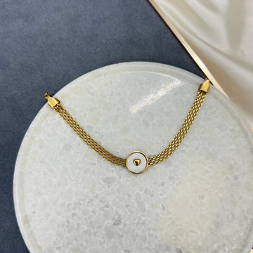 MOTHER OF PEARL HEART SHAPED CHAIN BRACELET